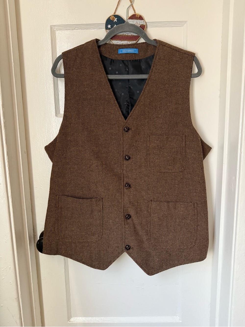 Brown Herringbone Vest